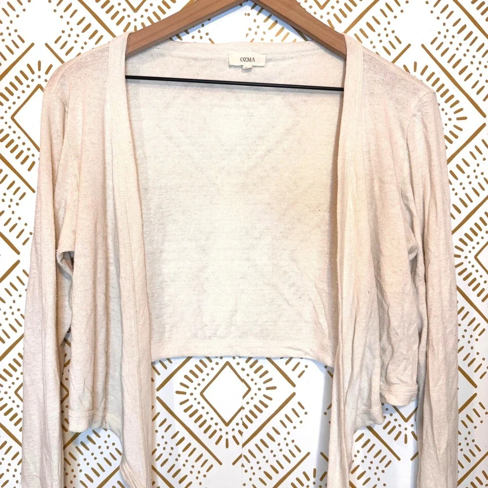 OZMA Dance Wrap Top 100% Silk Noil XL Cropped Balletcore Earthy Boho Cottagecore - Picture 2 of 11